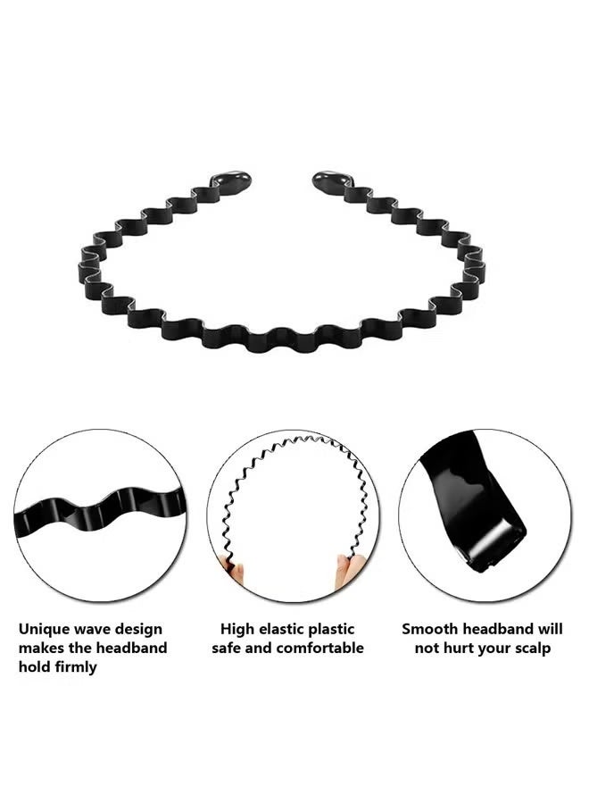 JUMEI 10PCS Metal Wavy Headbands, Unisex Non-Slip Spring Hair Bands for Women & Men, Sports & Daily Fashion Hair Accessories, Black - Image 4